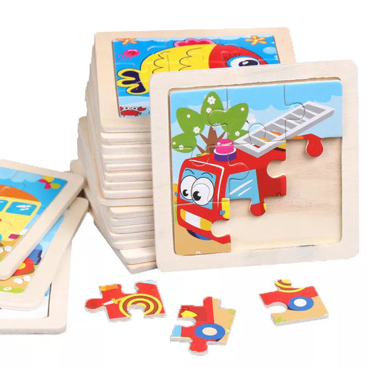 11X11CM Kids Wooden Puzzle Cartoon Animal Traffic Tangram Wood Puzzle Toys Educational Jigsaw Toys for Children Kids Gifts