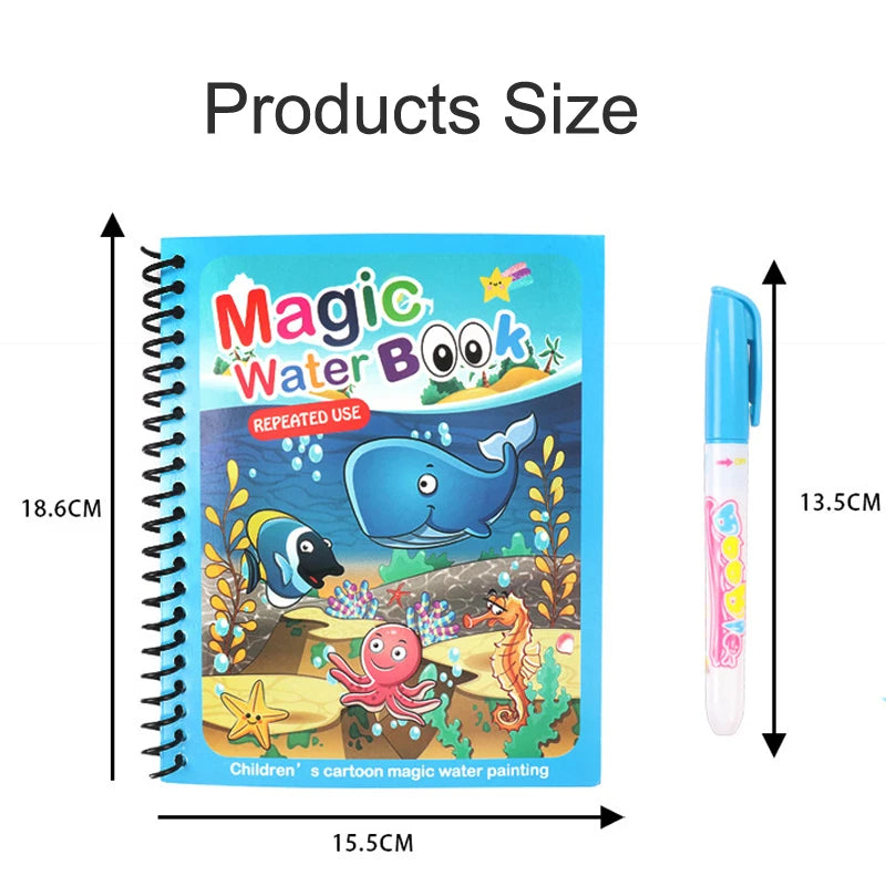 Magical Book Water Drawing Montessori Toys Reusable Coloring Book Magic Water Drawing Book Sensory Early Educational Toys for Kids