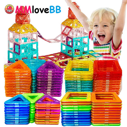 Magnetic Tiles, Building Blocks Big Size and Mini Size DIY Magnets Toys for Kids Designer Construction STEM Set Gifts for Children Toys