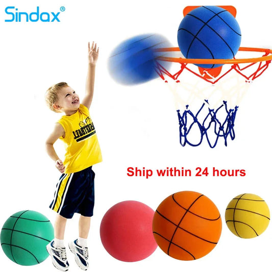 Silent Foam Basketball Set Diameter 24/22/18cm Silent High Density Foam Sports Ball Dribbling Indoor Mute Basketball Soft Elastic Ball Children Sports Toy Games