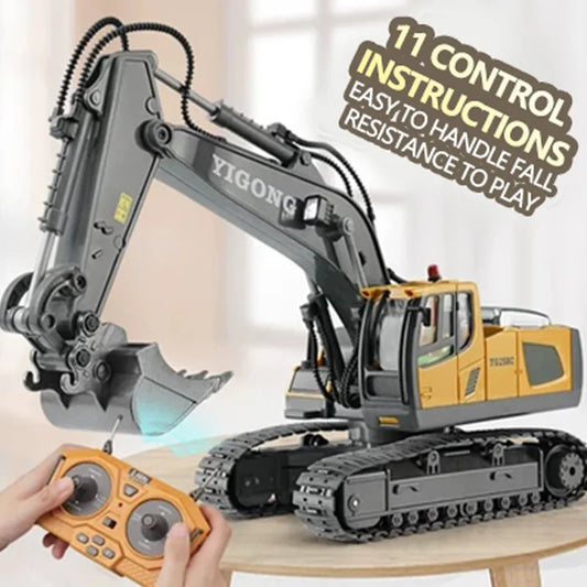 Remote Control Excavator Dumper Car 2.4G Toys for Boys, Construction RC for Kids Age 3-10 Year Old and up, Metal Shovel Independent Arms, Professional Vehicles, Boy Toddlers Toys Best Gift