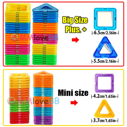 Magnetic Tiles, Building Blocks Big Size and Mini Size DIY Magnets Toys for Kids Designer Construction STEM Set Gifts for Children Toys