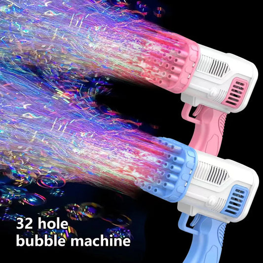 Children's 32 Hole Electric Color Bubble GUN Machine For Kids Adults Summer Outdoor Bubble Maker Blowing Toys Without Battery Bubble Water