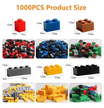 Creative Building Blocks,1000 DIY Bulk Set Urban Classic Creative Building Blocks Compatible with Legos Baseplate Sets Kids Party Favors Gifts