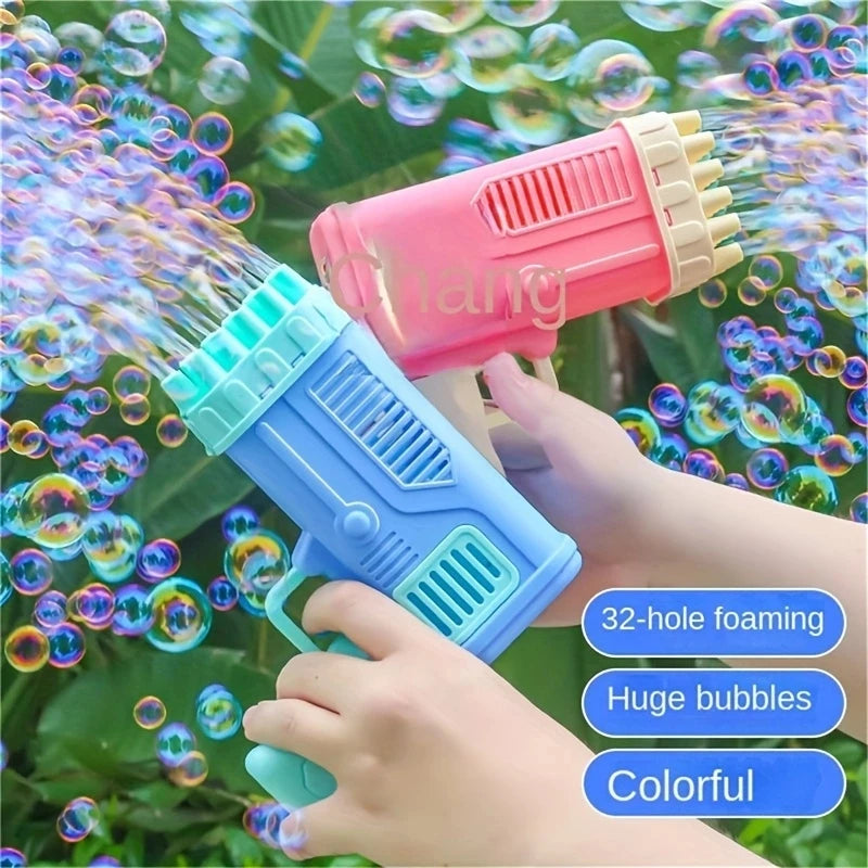 Children's 32 Hole Electric Color Bubble GUN Machine For Kids Adults Summer Outdoor Bubble Maker Blowing Toys Without Battery Bubble Water