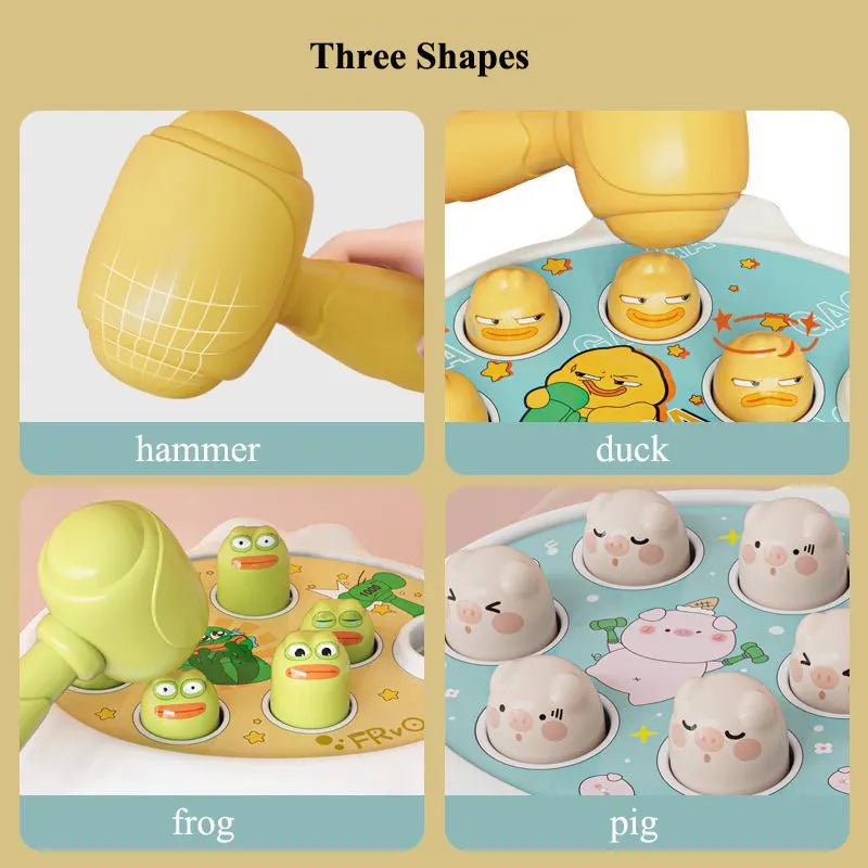 Duck/Frog/Pig Baby Toy Montessori Learning Game Educational Puzzle Gift for 12 24 Months Toddler Boy/Girl with Hammer Pig