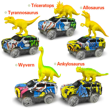 Magic Climbing electric dinosaur Track Toys Railway Toy Car Set Bend Flexible Race Track Flash Light Car High Quality Toy For Kids Toddlers Great Gift